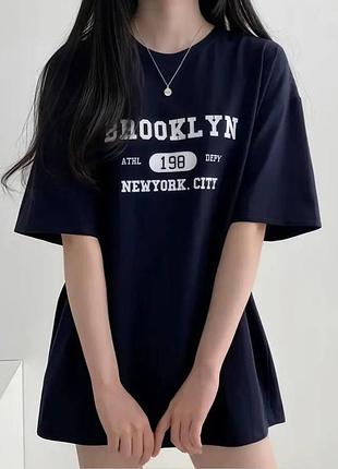 Женский оверсайз футболка loys с brooklyn new york city темно-синий s