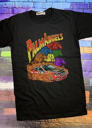 Футболка чёрная palm angels horse • палм анджелс футболка xl