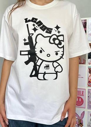 Жіноча футболка loys з принтом hello kitty ( футболка loys жіноча хеллоу кітті ) xl