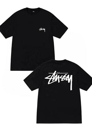 Черная футболка loys stussy spray logo унисекс футболки стаси стусси xxl