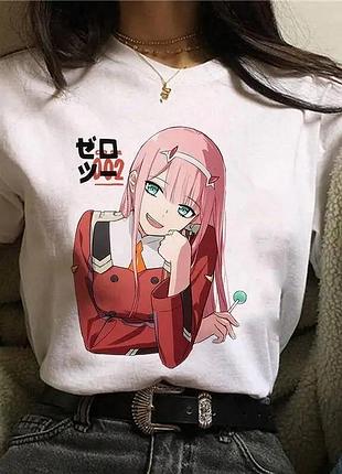 Футболка белая loys аниме zero two l