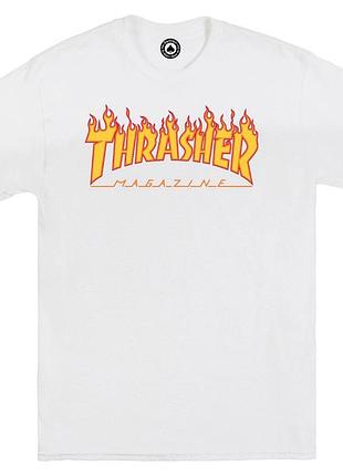 Біла футболка loys thrasher flame унісекс трешер трешер l
