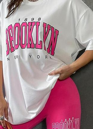 Женская стильная футболка loys оверсайз new york brooklyn l
