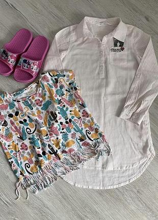 Дитяча сукня-сорочка h&m,футболка zara,на дівчинку 4-5 років 110 сантиметрів,шльопанці 29 розмір