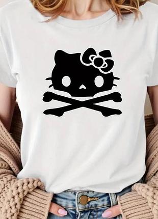 Жіноча футболка loys з принтом hello kitty ( футболка loys жіноча хеллоу кітті ) білий l