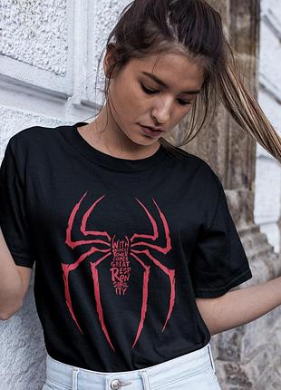 Футболка loys spider man (with great power comes with great responsibility) черный xxl