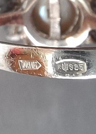 Кольцо с жемчужиной, серебро, 925 проба / 17,5 / 18 р. 3