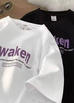 Женская стильная оверсайз футболка loys с принтом waken y2k белый l