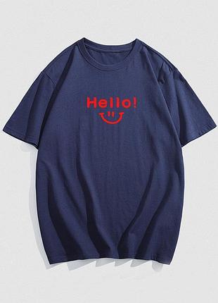 Женская стильная оверсайз футболка loys hello темно-синий xl
