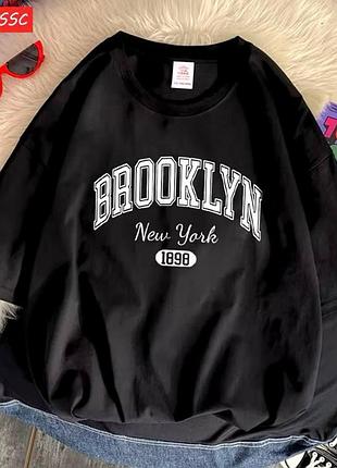 Женская стильная оверсайз футболка loys brooklyn new york черный xl