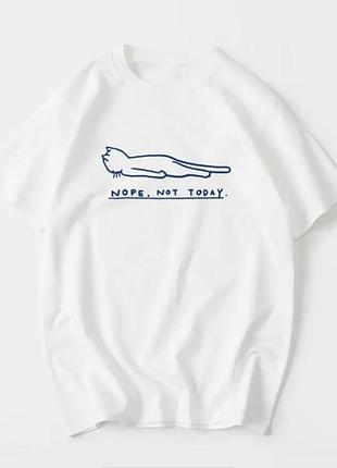 Женская стильная футболка loys с принтом кота nope not touch белый xl