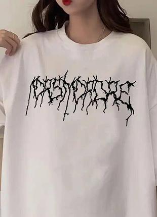 Женский оверсайз футболка loys с принтом харадзука белый xxl
