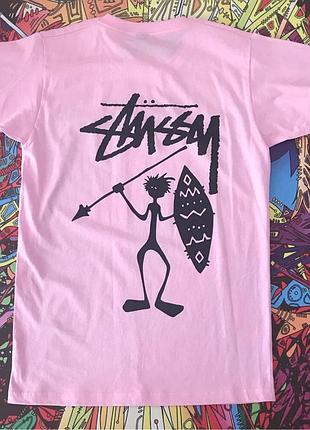 Розовая футболка stussy . ориг бирка m