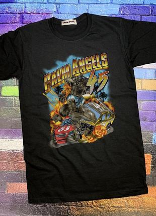 Футболка чёрная palm angels car 45 • палм анджелс футболка m