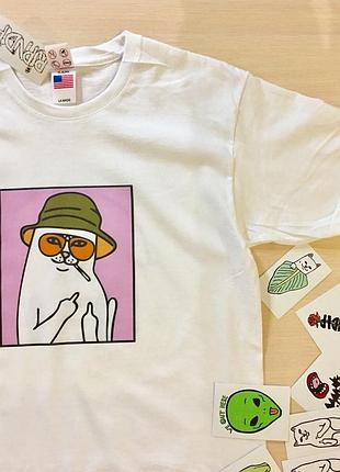 Ripndip lord nermal футболка белая. живые фото, кот с факом m
