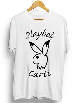 Футболка белая loys playboi carti black white print s