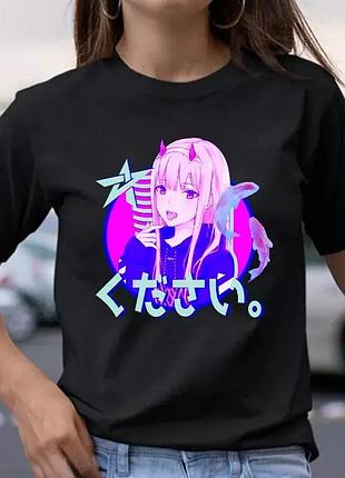 Футболка черная loys аниме 002 zero two xl