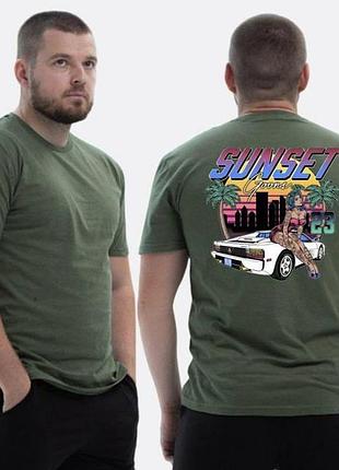 Футболка loys зсу з принтом sunset goons дівчина авто пальми xs