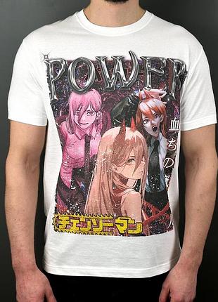 Футболка loys с принтом аниме chainsaw man power белый xxl