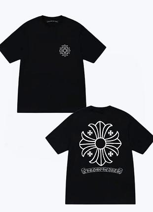 Чорна футболка loys chrome hearts logo унісекс хром хартс xs