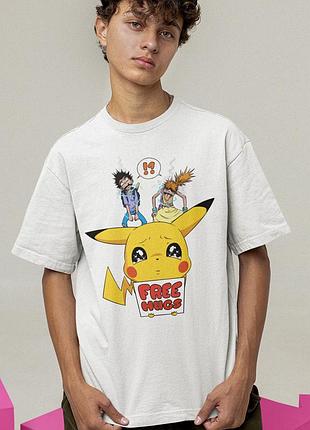 Футболка loys унісекс pockemon (pikachu free hugs wht) білий xl
