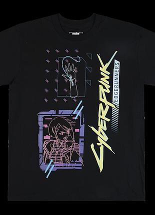 Футболка черная loys cyberpunk: edgerunners lucy neon outlines