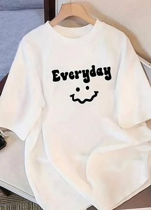 Женский оверсайз футболка loys с принтом everyday белый s