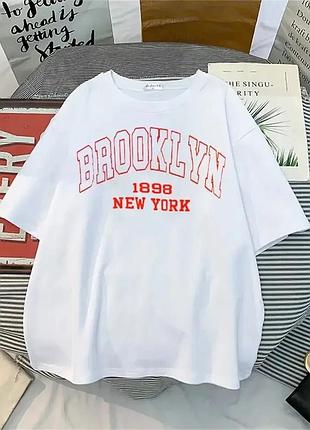 Женская стильная футболка loys оверсайз new york brooklyn фото 4 s