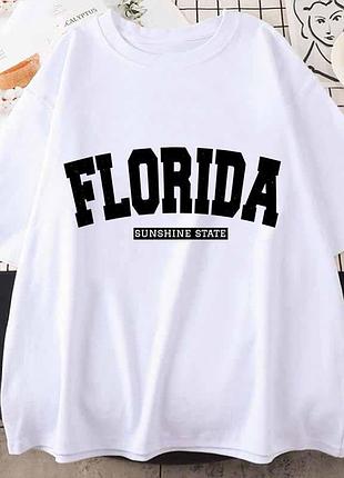 Женский оверсайз футболка loys с принтом florida белый s