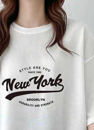 Женская стильная оверсайз футболка loys new york белый l