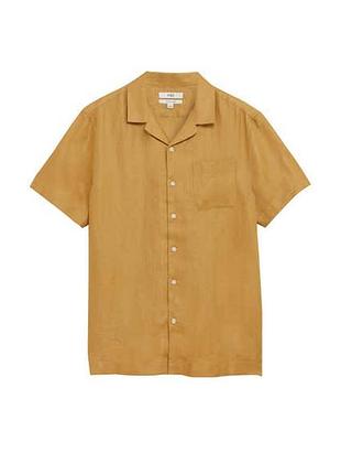 Плотная льняная рубашка от marks &amp; spencer, 100% лён