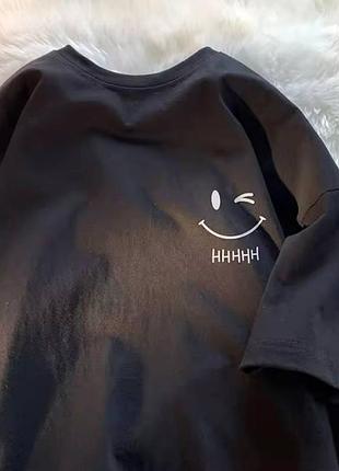 Жіноча футболка loys з принтом веселого смайлика чорний s