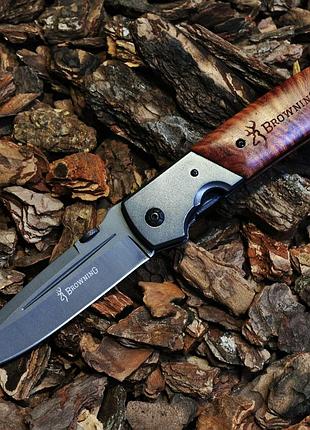 Сложный охотничий нож browning, с деревянными накладками, нержавеющая сталь