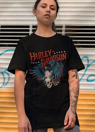 Футболка loys harley davidson (eagle with scull) черный xs