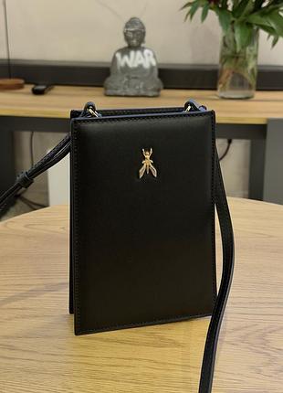 Міні сумка , жіноча , patrizia pepe , чорна , натуральна шкіра