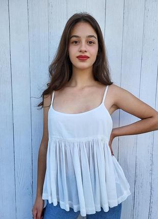 Топ жіночий подовжений oversize на бретельках only білий 40, xs