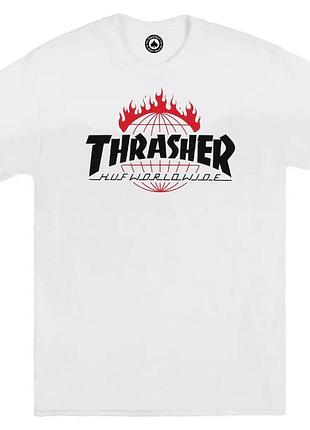Біла футболка loys thrasher x huf унісекс трешер трешер хаф xs