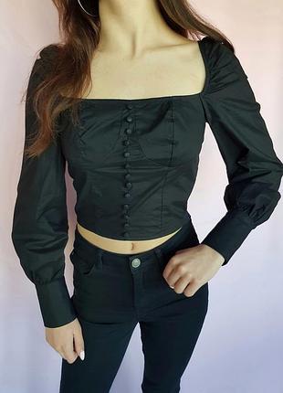 Топ на пуговицах nasty gal черный 40, xs
