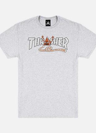 Футболка loys thrasher x toy machine pyramid ash grey xs
