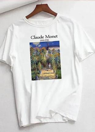 Жіноча футболка loys оверсайз з картинкою claude monet фото 3 xs