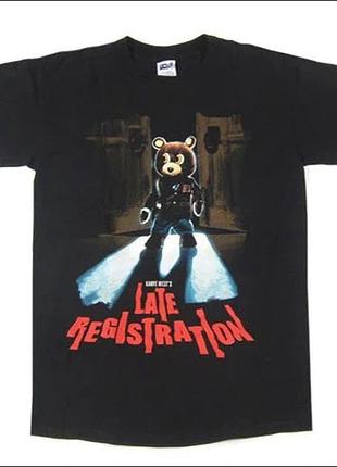 Футболка чорна kanye west late registration 2005 vintage t-shirt l