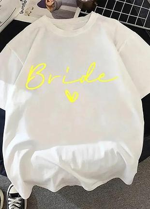 Жіноча стильна футболка loys оверсайз team bride фото 5 l