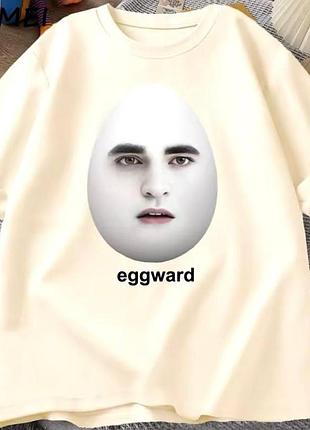 Жіночий оверсайз футболка loys з принтом eggward світло-бежевий l
