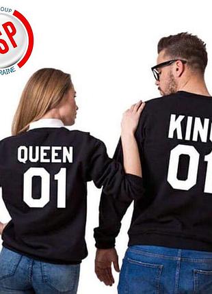 Світшоти king 01 queen 01 з номерами логотипами написами на замовлення