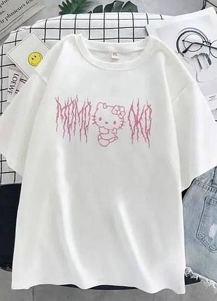 Жіноча футболка loys з принтом hello kitty ( футболка loys жіноча хеллоу кітті ) білий m