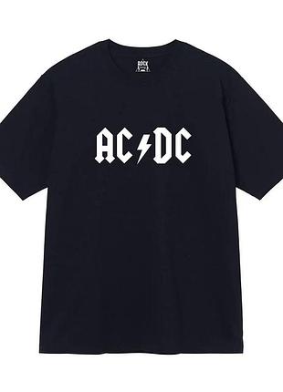 Чорна футболка loys ac / dc logo чорні футболки ейсі дісі унісекс xs