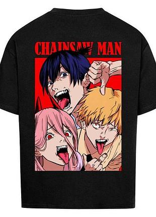 Футболка loys с принтом y2k chainsaw man x aki, denji, power m