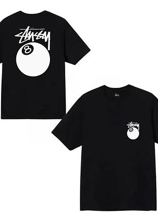 Черная футболка loys stussy 8 ball logo унисекс футболки стаси стусси шар m