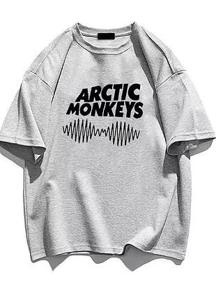 Стильная женская оверсайз футболка loys с принтом arctic monkeys серый xxl