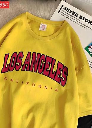 Женский оверсайз футболка loys los angeles желтый l